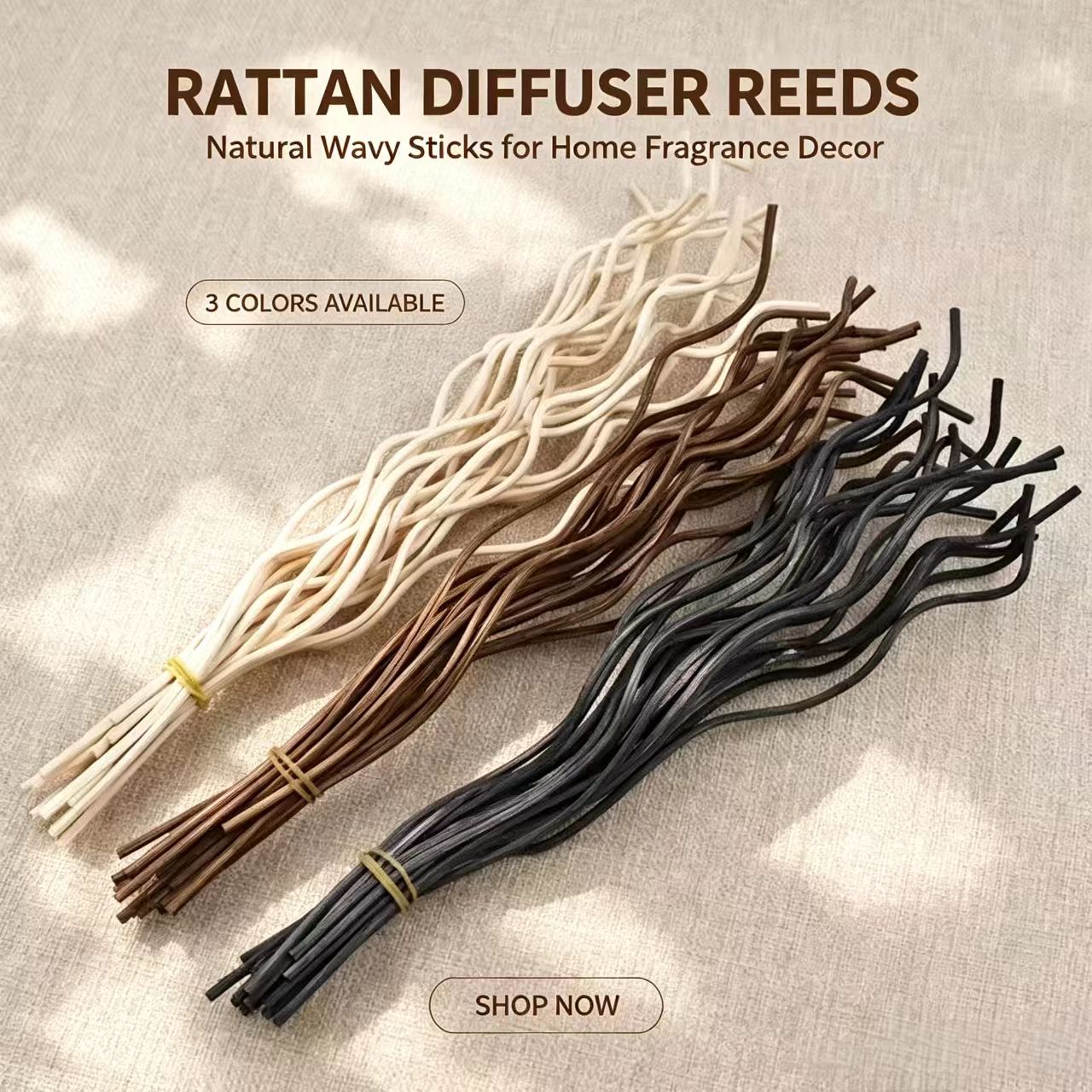 Home Fragrance System - 20Pcs Long Wavy Rattan Reed Diffuser